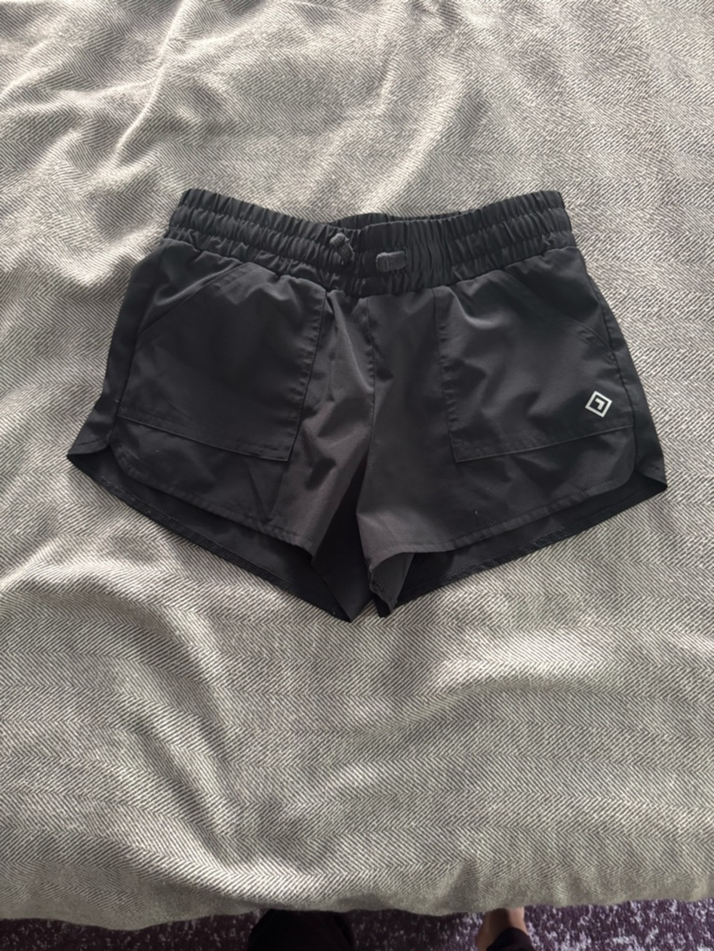 Girls Abercrombie & Fitch Black Active Running Shorts with Pockets